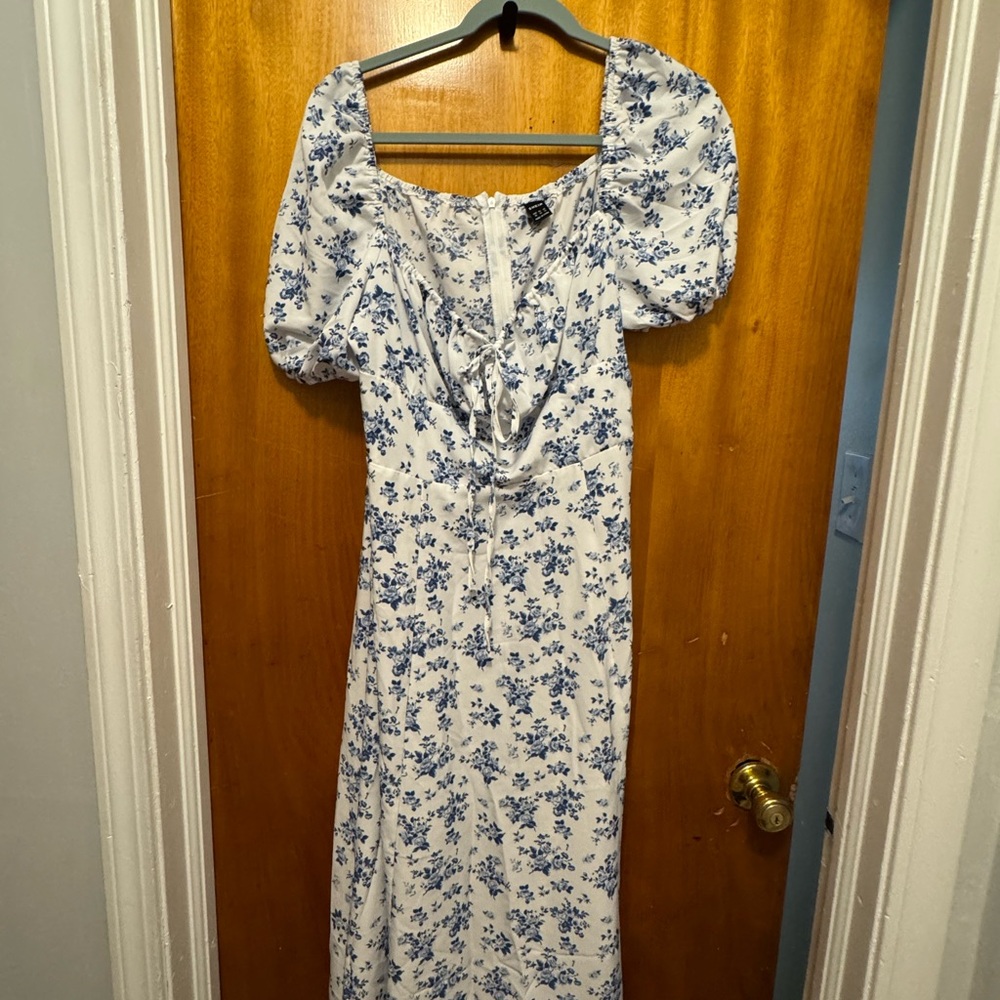 SHEIN Blue Floral Long Sleeve Dress